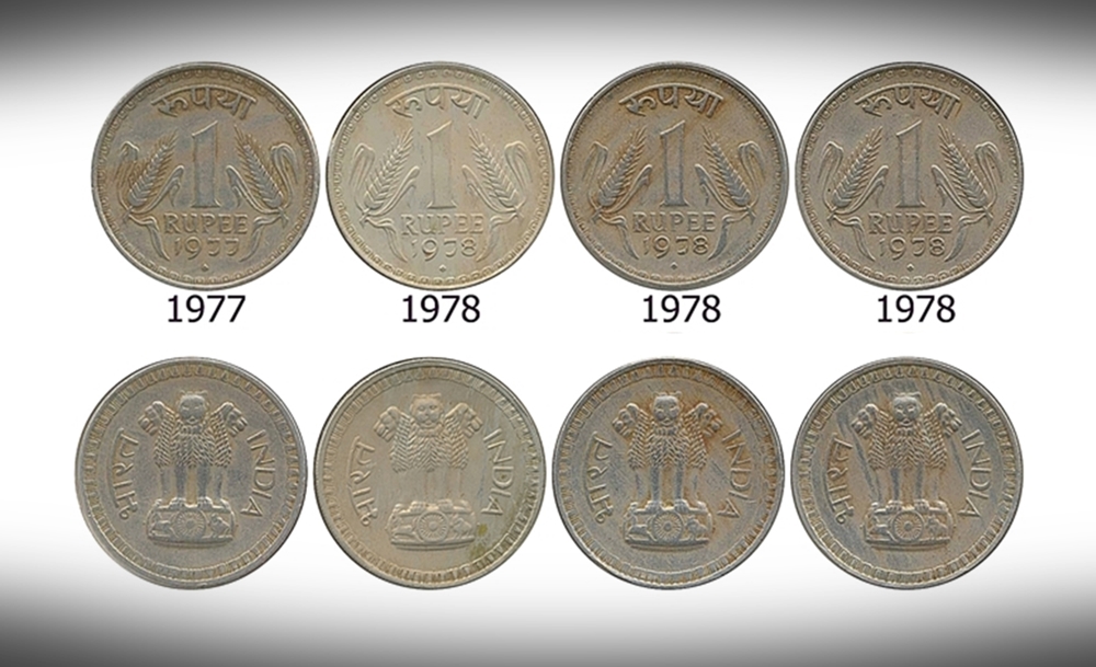 Old Big Dabu 1 Rupee Republic India Coins – set of 4 Coins – Worth Buy