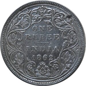 1862 1 One Rupee Victoria Queen Calcutta Mint