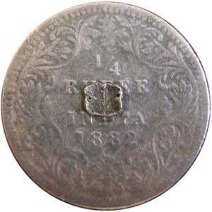 1882 1/4 Quarter Rupee Queen Victoria Empress RARE COIN 1 1882 1/4 Quarter Rupee Queen Victoria Empress RARE COIN