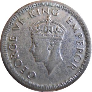 1942 1/4 Quarter Rupee George VI King Emperor Calcutta Mint