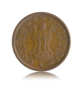 1954 1 One Pice Horse Coin Republic India Bombay Mint