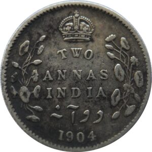 1904 2 Two Annas Edward VII King Emperor Calcutta Mint