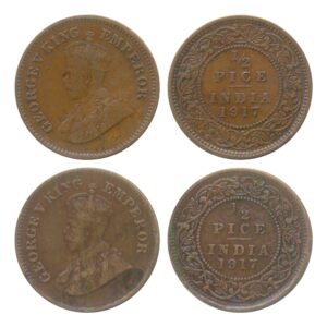 1917 1/2 Half Pice George V King & Emperor Calcutta Mint