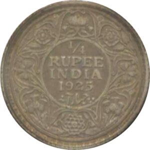 1925 1/4 Quarter Rupee George V King Emperor Bombay Mint 1 1925 1/4 Quarter Rupee George V King Emperor Bombay Mint