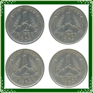 1954 1/2 Half Rupee Corn Sheaf Nickel Coin Calcutta Mint