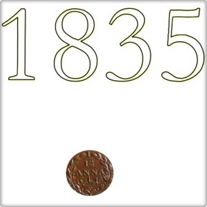 1835 1/12 One Twelve Anna East India Company - RARE COIN