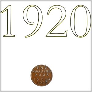 1920 1/12 One Twelve Anna George V King Emperor - Calcutta Mint - RARE