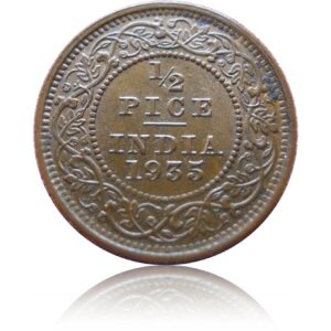 1935 1/2 Half Pice George V King Emperor - Calcutta Mint - RARE