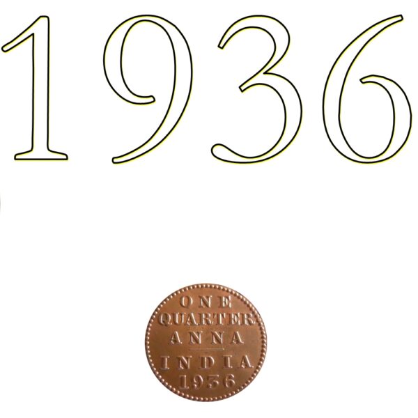 1936 1/4 One Quarter Anna George V King Emperor Calcutta Mint - Best Buy - RARE COIN