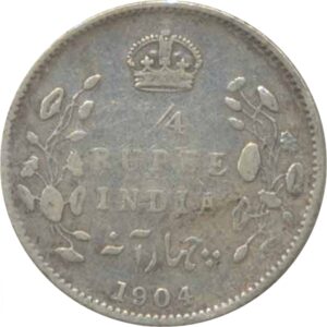 1904 1/4 Quarter Rupee Edward VII King Emperor - Calcutta Mint - RARE