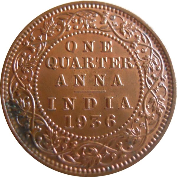 1936 1/4 One Quarter Anna George V King Emperor Calcutta Mint - Best Buy - RARE COIN