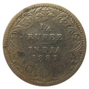 1/4 Rupee British India 1887 Silver Coin Queen Victoria - Worth Buy 1 1/4 Rupee British India 1887 Silver Coin Queen Victoria - Worth Buy
