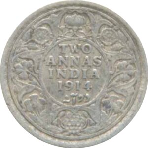 1914 2 Two Annas George V King Emperor - Calcutta Mint - RARE 1 1914 2 Two Annas George V King Emperor - Calcutta Mint - RARE