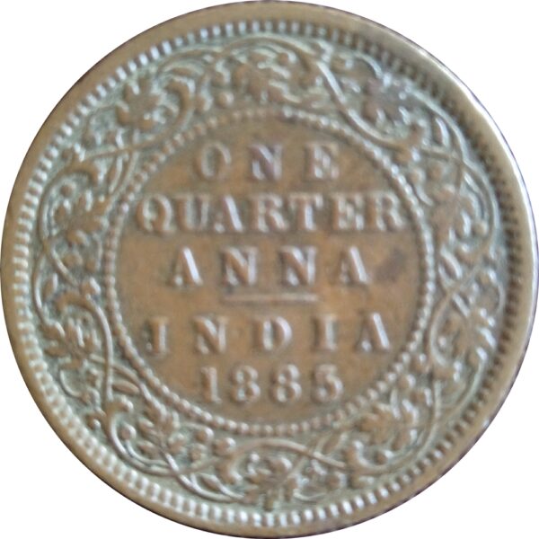 1883 1/4 One Quarter Anna Queen Victoria Empress- RARE COIN