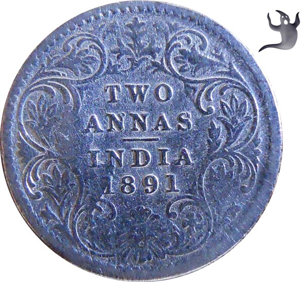 1891 2 Annas Queen Victoria Empress Silver Coin Calcutta Mint - Worth Buy