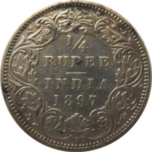 1/4 RUPEE COIN VIC EMPRESS 1897 BOMBAY MINT SILVER X RARE