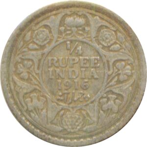 1916 1/4 Quarter Rupee King George V Emperor Calcutta Mint 1 1916 1/4 Quarter Rupee King George V Emperor Calcutta Mint