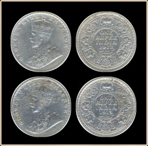 1912 1913 1 One Rupee George V King Emperor Bombay Mint