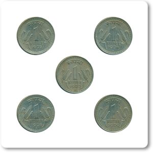 1975 1976 1977 1978 1979 1 One Rupee Republic India Bombay Mint