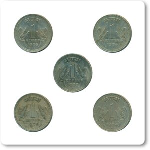 1975 1976 1977 1978 1979 1 One Rupee Republic India Bombay Mint