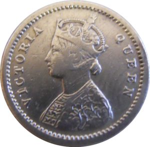 1862 2 Two Annas Silver Coin Queen Victoria Bombay Mint - Worth Buy - RARE COIN