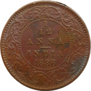 1886 1/12 One Twelve Anna British India Queen Victoria Empress - Best Buy