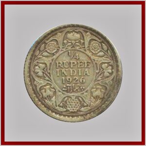 1926 1/4 Quarter Rupee Silver Coin King George V Calcutta Mint - Best Buy - Rare
