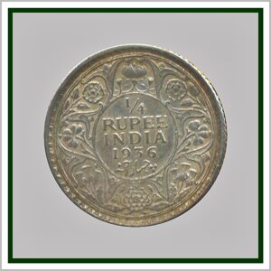 1936 1/4 Quarter Rupee Silver Coin King George V Calcutta Mint - Best Buy - RARE Coin 1 1936 1/4 Quarter Rupee Silver Coin King George V Calcutta Mint - Best Buy - RARE Coin