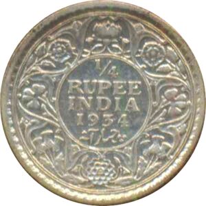 1934 1/4 Quarter Rupee Silver Coin King George V Calcutta Mint - Worth Buy - RARE COIN 1 1934 1/4 Quarter Rupee Silver Coin King George V Calcutta Mint - Worth Buy - RARE COIN