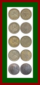 1916 1918 1929 1934 1/4 Quarter Rupee King George V Calcutta Mint - Worth Buy - Uget - 5 Coins