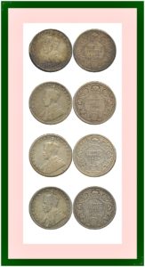 1925 1/4 Quarter Rupee King George V Bombay Mint - Best Buy - UGET -4 Coins