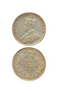 1936 1/4 Quarter Rupee King George V Silver Coin Calcutta & Bombay Mint