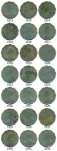 RARE Set of 1 Anna King George V 1912 to 1936 Calcutta & Bombay Mint