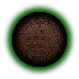 British India 1890 1/12 Anna Coin Queen Victoria Empress Calcutta Mint - Best buy