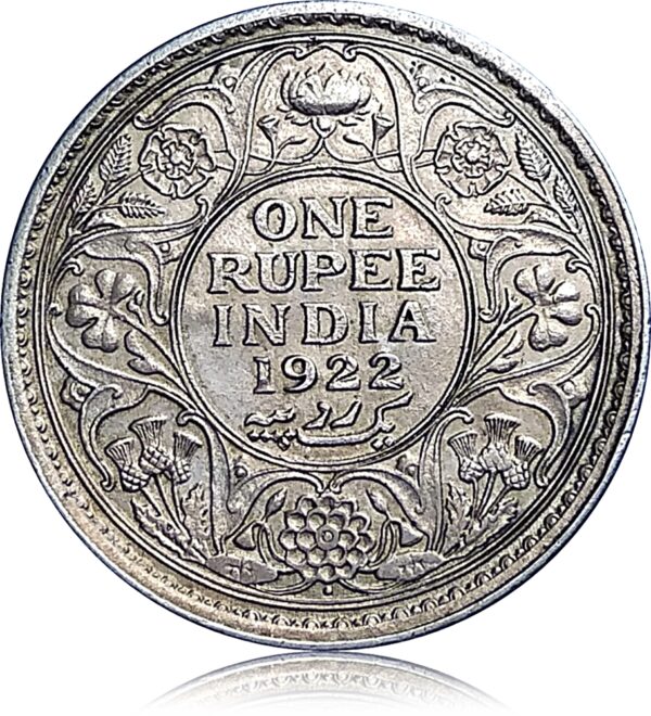 1922  1 Rupee Silver Coin British India King George V Bombay mint (R)