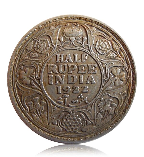 1922 1/2 Half Rupee Silver Coin King George V Calcutta Mint - Best Buy