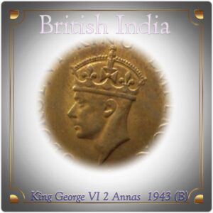 1943 British India King Georage VI 2 Annas Coin - worth collecting 