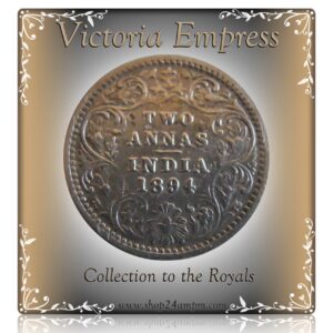 1894  2 Annas British India Silver Coin Queen Victoria - Rare Coin