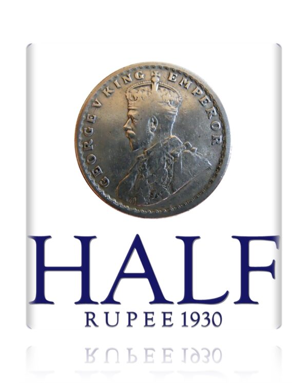 1930  1/2  Half Rupee Silver Coin George V King Emperor Calcutta Mint - RARE