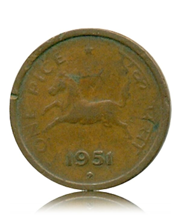 1955  1 One Pice Horse Coin Republic India Bombay Mint