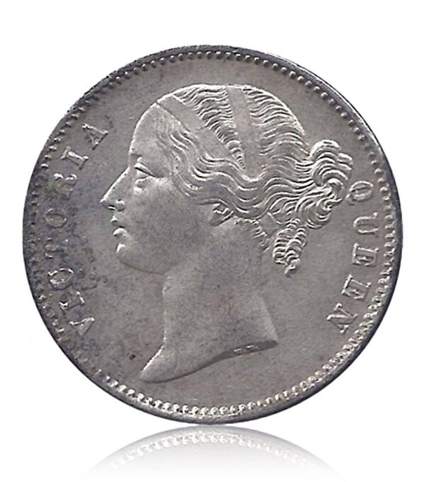 1840 One Rupee Silver Coin Victoria Queen Divided Legend Calcutta Mint - RARE