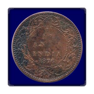 1876  1/12 Twelve Anna British India Queen Victoria  Calcutta Mint - RARE