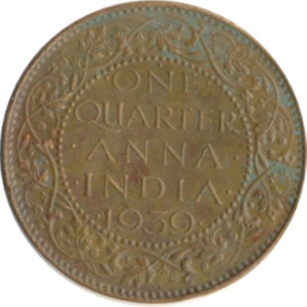 1939  1/4 Quarter Anna British India King George VI Bombay Mint