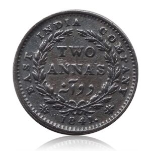 1841  British India Queen Victoria 2 Annas Silver Coin - Rare