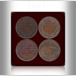 1941  1/4 Quarter Anna British India King George VI Calcutta Mint - UGET - 4 Coins