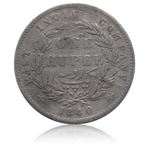 1840  1 Rupee Silver Coin British India Queen Victoria - RARE