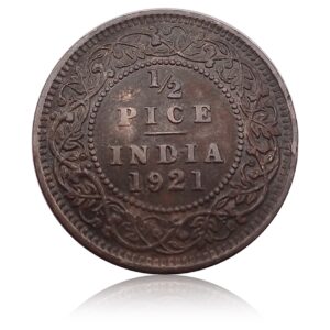 1921 1/2 Half Pice Coin King George V Calcutta Mint - RARE