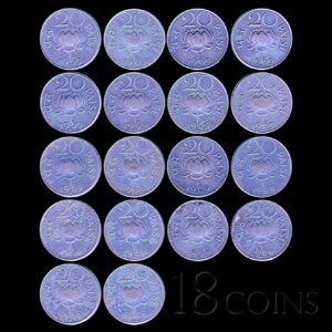 1969 20 Paise Lotus Coin Republic India Bombay Mint - 18 Coins