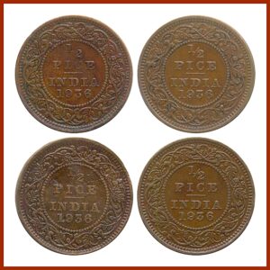 1936  1/2 Half Pice Coin British India  King George V Calcutta Mint