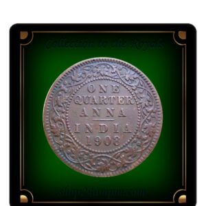 1908  1/4 One Quarter Anna British India King Edward VII Calcutta Mint 